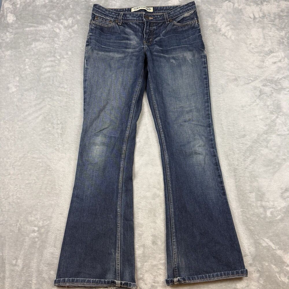 Express Cetine Flare Jeans Dark Wash Y2K Low Rise Bell Bottom Women’s Size 6